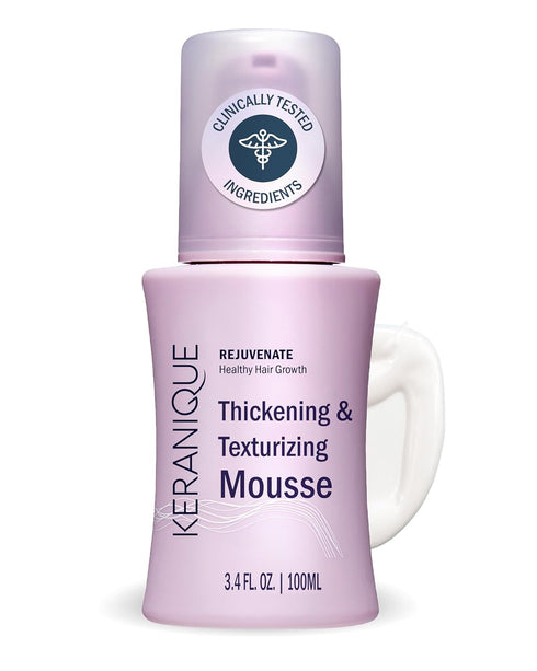 Keranique Volumizing Mousse for Women - Anti-Frizz Foam for Thickening and Styling Fine, Straight, Wavy, Curly Hair