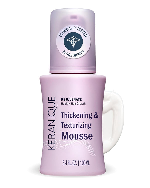 Keranique Volumizing Mousse for Women - Anti-Frizz Foam for Thickening and Styling Fine, Straight, Wavy, Curly Hair