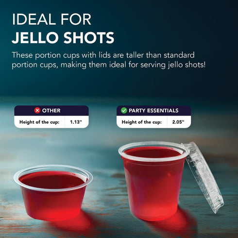 Party Essentials N201312 Squeezable Plastic Gelatin/Jello Shot Glasses, 25 Sets, 2 oz. Clear