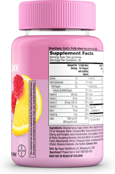 Gummies- Gummies, 60 One A Day Prenatal Vitamins for Women Pregnancy Vitamins for Women with Folic Acid, DHA, Iodine