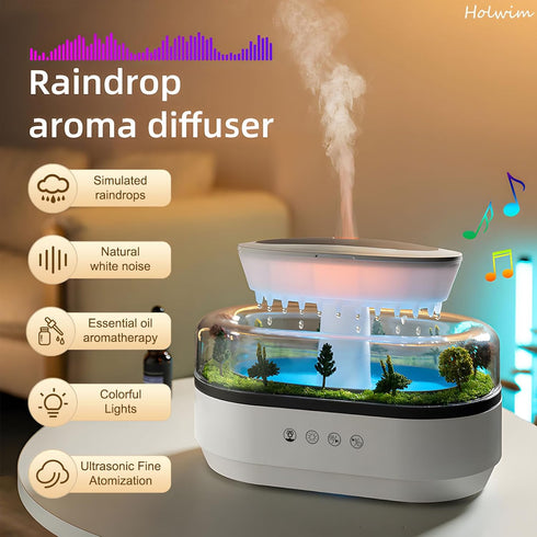 Pmxoaink 250ml 7 Essential Oil Flame Diffuser - Aromatherapy Humidifier with Colour Mood Light, Water Drip Feature