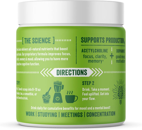BrainJuice Nootropics Brain Support Supplement, Gluten Free Powder for Energy and Focus, Drink Mix with L Theanine, Alpha GPC, Vitamin B, Organic Green Tea Extract Caffeine, Pomegranate, 15 Servings