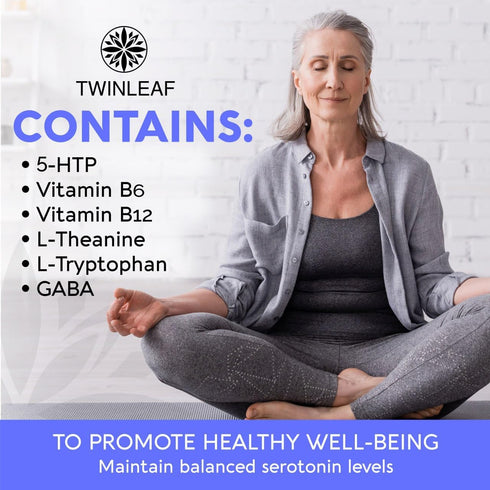 Natural Serotonin Supplement - 5HTP & Cortisol Manager for Women, Includes Vitamin B6, B12, GABA - 60 Capsules