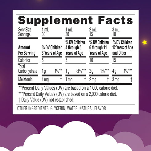 Zarbee's Kids Sleep Supplement Liquid with 1mg Melatonin, Natural Berry Flavor, 1 Fl Oz