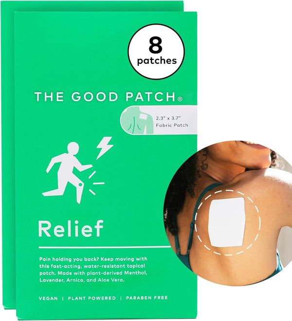 The Good Patch Muscle Pain Relief Patches, Natural Patch with Menthol, Lavender, and Aloe Vera, 8 Total Patches