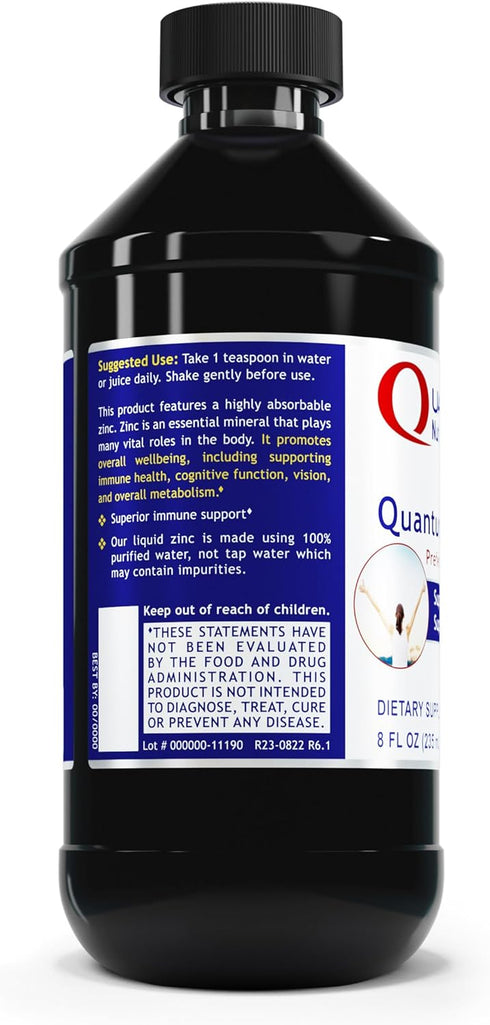 Quantum Nutrition Labs Zinc - Liquid Zinc Drops, 25mg Zinc Tincture for Adults, 8 Fl Oz Bottle for Immune Support