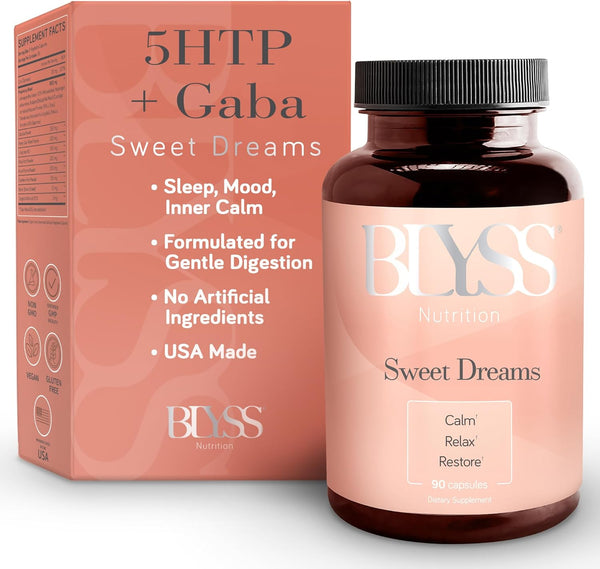 5HTP 100mg with GABA Supplement - GABA for Calm Sleep, Mood Support, Deep Relaxation & Sleep, Pure Vegan Capsules