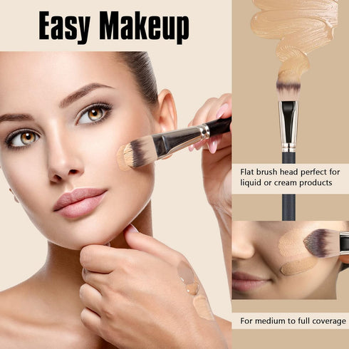 Makeup Brushes, Raffaello 3Pcs Foundation Brushes Set for Liquid Makeup Blending and Buffing