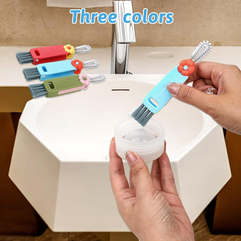 Qianyu 3 Pack 3 in 1 Cup Lid Cleaning Brush Set, Multifunctional Insulation Bottle Cleaning Tools for Home Kitchen