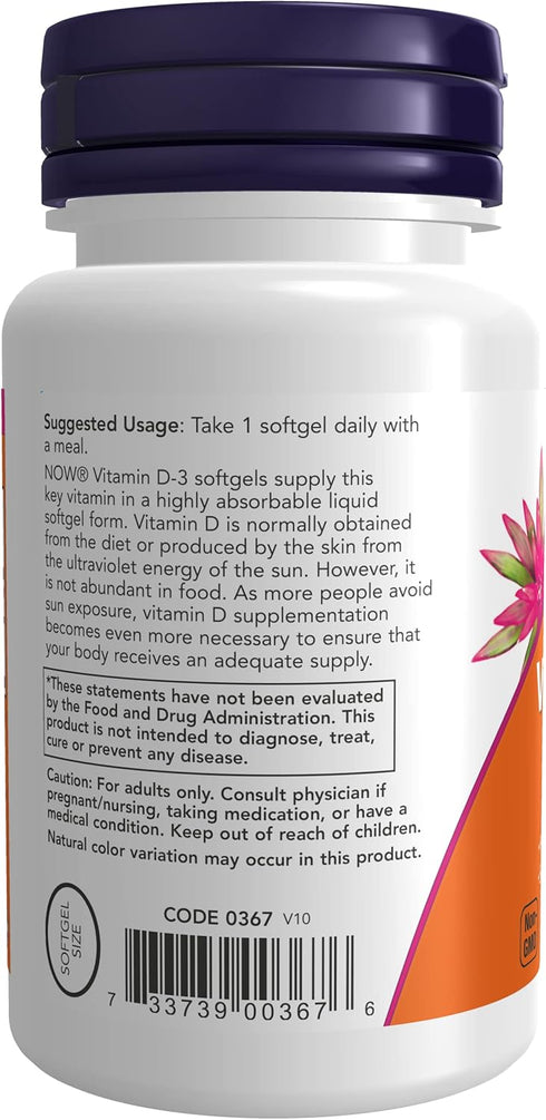 Now Foods Vitamin D3 2000 IU Softgels