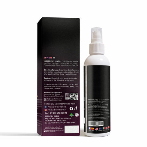 Mina Henna Tint Stain Remover 200ml, Quickly and Gently Removes Hair Color from Scalp, Skin, Beard, Mustache