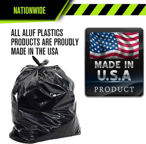 Aluf Plastics Heavy Duty 55 Gallon Trash Bags - 50 Pack - 2.0 MIL Thick - 38" x 58" - Black Garbage Bags for Lawn,