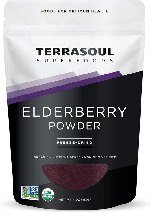 Terrasoul Superfoods Organic Elderberry Powder, 4 Oz - Freeze-Dried