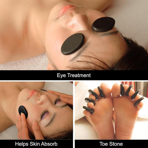 Master Massage Toes Basalt Hot Stone Pack – 8-Piece Natural Black Basalt Massage Stone Set for Spa Relaxation