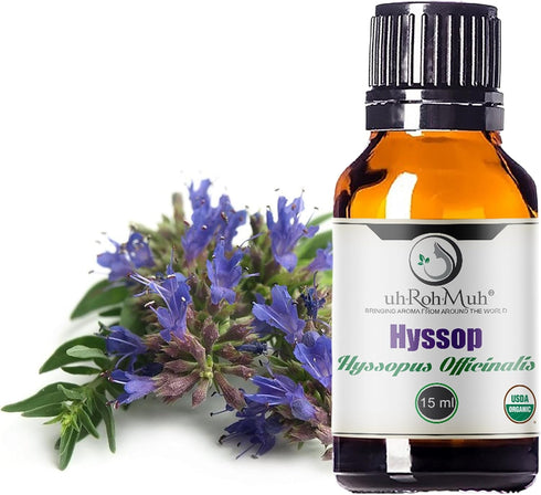 Organic Hyssop Essential Oil 15ml - 100% Pure & Natural for Aromatherapy, Home Diffuser Oil