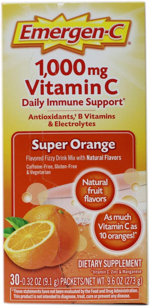 Emergen-C Super Orange Vitamin C - 30 Count (Pack of 4) (Packaging may vary)