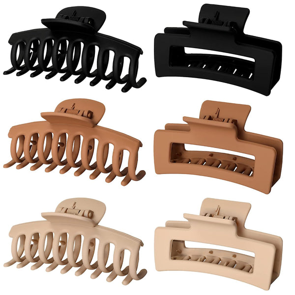 Vsiopy 6pcs Medium Large Matte Square Claw Hair Clips for Women, Versatile Styling for Thick & Thin Hair