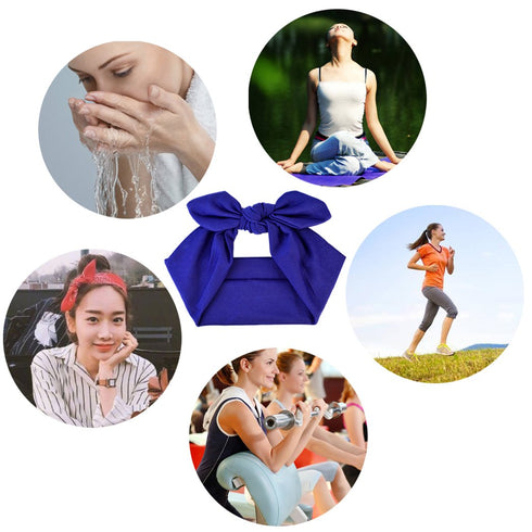 Women’s 10pcs Solid Color Hair Bands Bows Knot Headbands, Rabbit Ear Headwraps Turban Hair Accessories for Girls