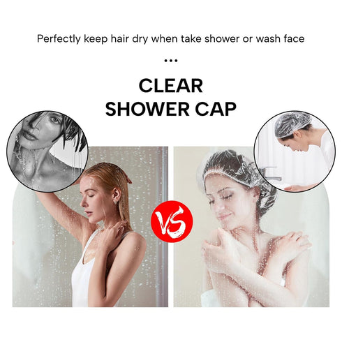Years calm 50PS Disposable Shower Caps, Plastic Clear Hair Caps for Dyeing Assistance, Portable Travel Size