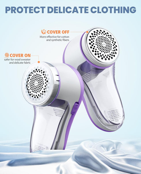 POPCHOSE Fabric Shaver - Electric Lint Remover for Clothes, Sweater Shaver with 6-Leaves Blades, Violet Purple