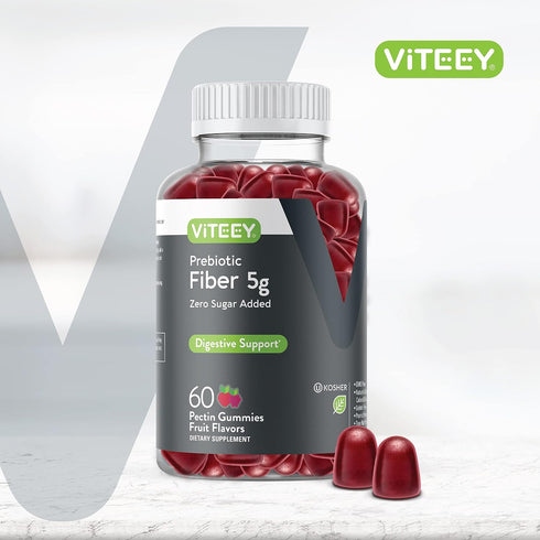 Gummies 5g Gummies 60 Count Viteey Prebiotic Fiber for Adults, - Gut Health & Digestive Soluble Fiber Supplement - Zero