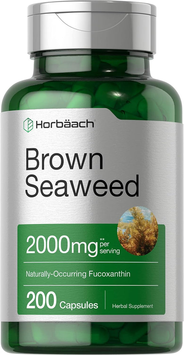 Horbaach Brown Seaweed Extract Capsules 2000mg | 200 Pills | Non-GMO, Gluten Free | Fucoxanthin Supplement