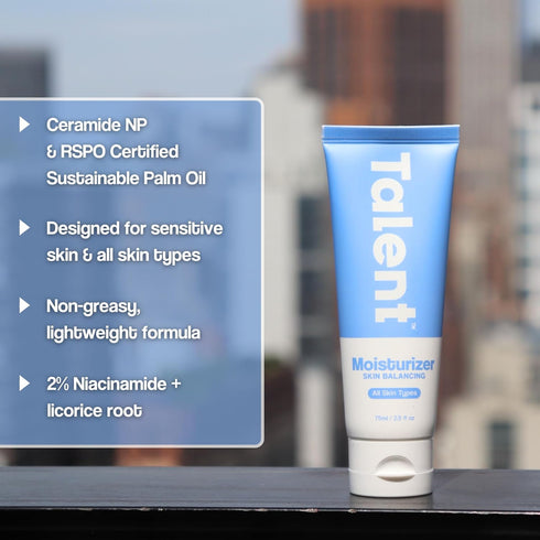 TALENT Men’s Skin Balancing Moisturizer, Fragrance-Free, Non-Greasy, Lightweight, 2.5 fl oz, 2% Niacinamide, Sensitive