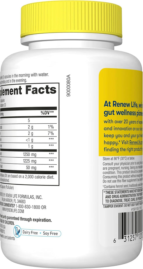 Renew Life Adult Daily Digestive Prebiotic Fiber - 150 Vegetarian Capsules (Package May Vary)