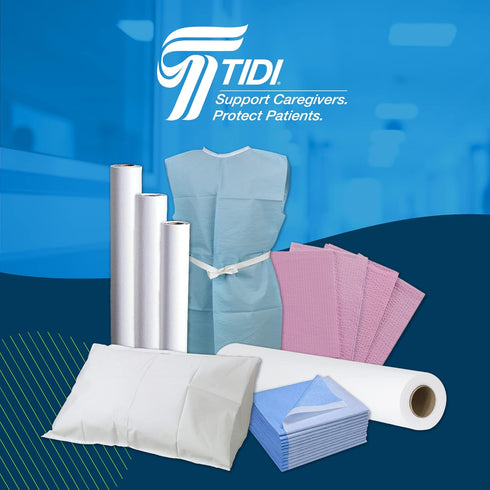 TIDI 917468 Choice Dental Bib - Peach, 3 Layers, 13” W x 18” L (Pack of 500) - Disposable Dental Bibs