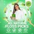 Unflavored Dental Floss Picks, Biodegradable Plastic Free Tooth Flosser for Adults & Kids, Natural Vegan