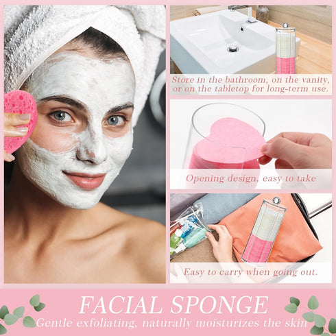 Sieral 120 Pcs Compressed Facial Sponges with Container, Disposable Sponge Pads for Face Cleansing and Makeup Removal