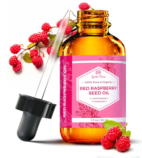 Leven Rose Organic Red Raspberry Seed Oil 1 oz - 100% Natural Anti-Aging Oil for Face, Hands, Scars