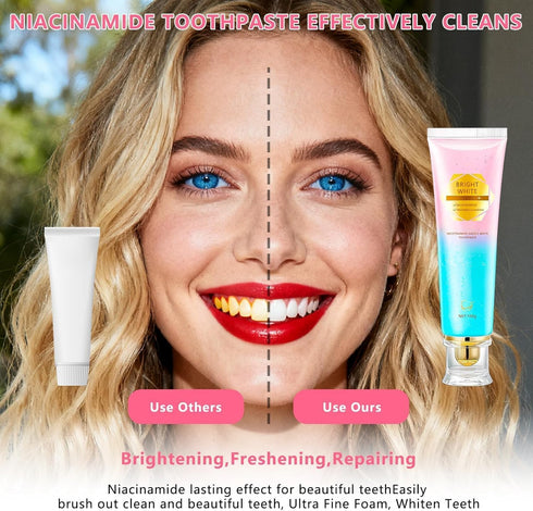 OIFVOPU (3.53oz)- 1 Niacinamide Whitening Toothpaste for Adults, Teeth Whitening Tooth Paste, Brilliant Smile