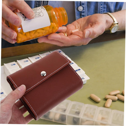 HAKIDZEL Weekly Portable Medicine Dispenser Organizer with Compartments and Storage Bag Lightweight PP Plastic Pill