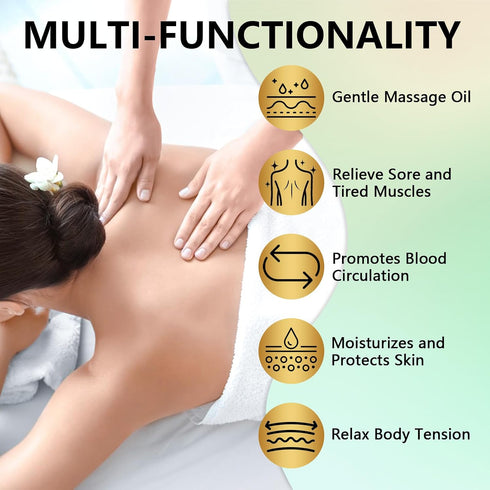 Oil(8 Oz) Pjordo Sore Muscle Massage Oil for Massage Therapy, with Massage Roller Ball & Thumb Saver Massager, Body