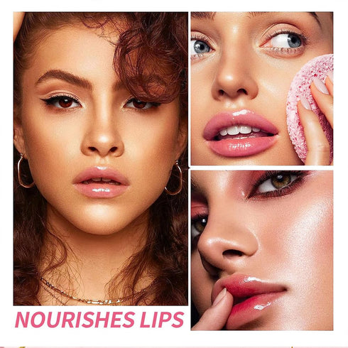 Hydrating Lip Glow Oil, Moisturizing Transparent Lip Oil, Plumping Non-sticky Tinted Lip Balm for Lip Care (CHERRY) 0.2