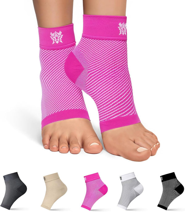 Bitly Plantar Fasciitis Socks - 1 Pair Premium Ankle Support Compression Sleeve (Small, Pink)