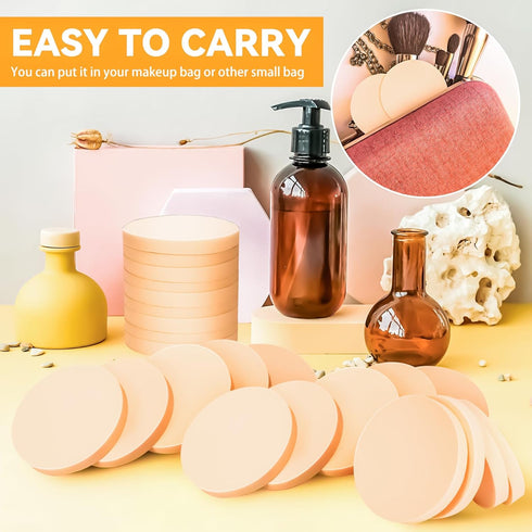 MotBach 60 PCS Nude Round Makeup Sponge, Cosmetic Foam Pad for Eye Facial Powder, Beauty Blender for All Skin Types