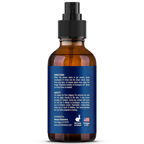 Eucalyptus Shower Spray, 2 fl oz Aromatherapy Mist with Essential Oils, Eucalyptus Steam Spray for Spa