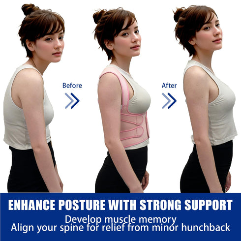 Posture Corrector for Women and Men - Adjustable Back Brace for Pain Relief - Enhances Posture and Provides Lumbar