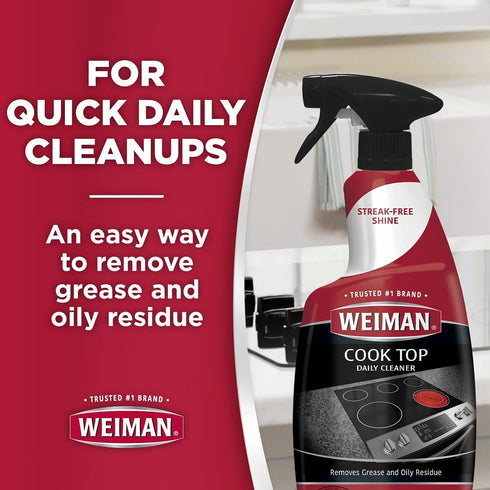 Weiman Disinfecting Stovetop Cleaner & Stainless Steel Cleaner - 22 Ounce Daily Appliance Kitchen Cleaning Kit