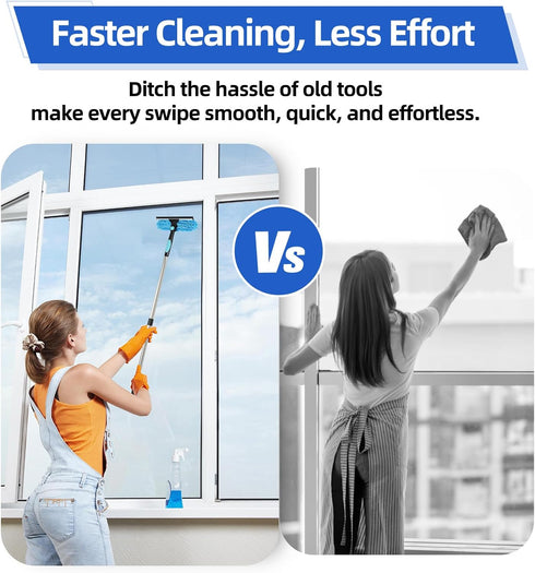 ScroRich 65'' 2-in-1 Window Washing Kit with Extension Pole, Window Cleaning Kit with Scrubber and Rotating Head