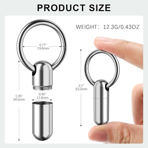 Small Pill Case Keychain Portable Pill Container Waterproof Titanium Pocket Organizer, Tiny Pill Holder Bottle