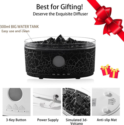 Paxeer Humidifier,300ml 4 3 Flame Fire Essential Oil Diffuser Aromatherapy Diffuser with Remote Control, Auto Shut-Off