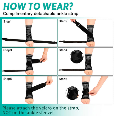 INDEEMAX Ankle Brace for Sprained Ankle, Copper Infused Compression Sleeve for Plantar Fasciitis, Silver Black, L