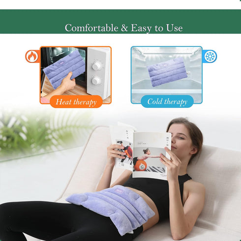 Microwavable Heating Pad for Pain Relief - Moist Heat for Cramps, Muscles, Joints, Back, Neck (Purple - Lavender)