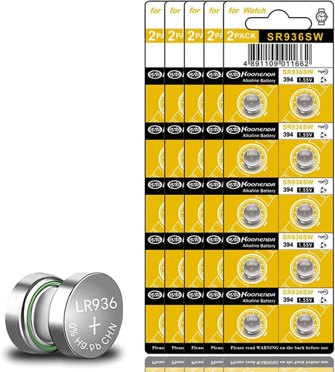 50 Pack SR936SW 394 Watch Battery, Replacement AG9, SR45, LR45 LR936 G9 1.55V Alkaline Button Cell