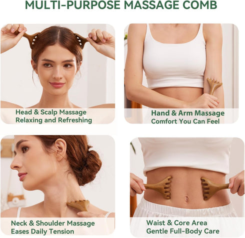 Wooden Handheld Manual Massage Tools, Meridian Massage Brush, Scalp Massage Tool, Head Massager, Neck Massager, Back