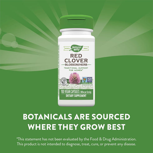 Nature's Way Red Clover Blossom Herb - Traditional Women's Health Support - 800 mg per serving - 100 Vegan Capsules
