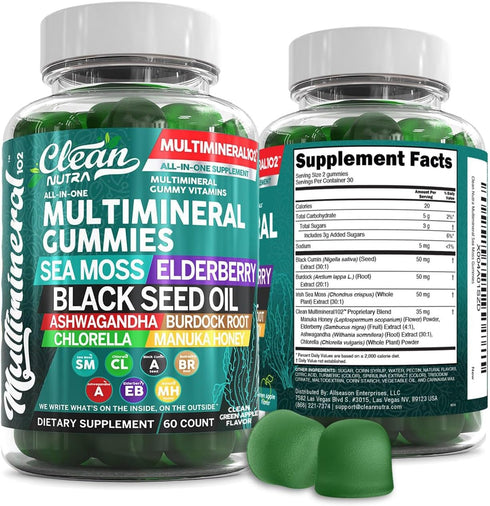 Sea Moss Gummies | Clinically Tested - Black Seed Oil Ashwagandha Elderberry